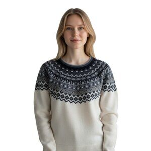 Ann Taylor Fair Isle Sweater – Women’s L – Like New, Jewel Tones, Wool Cashmere